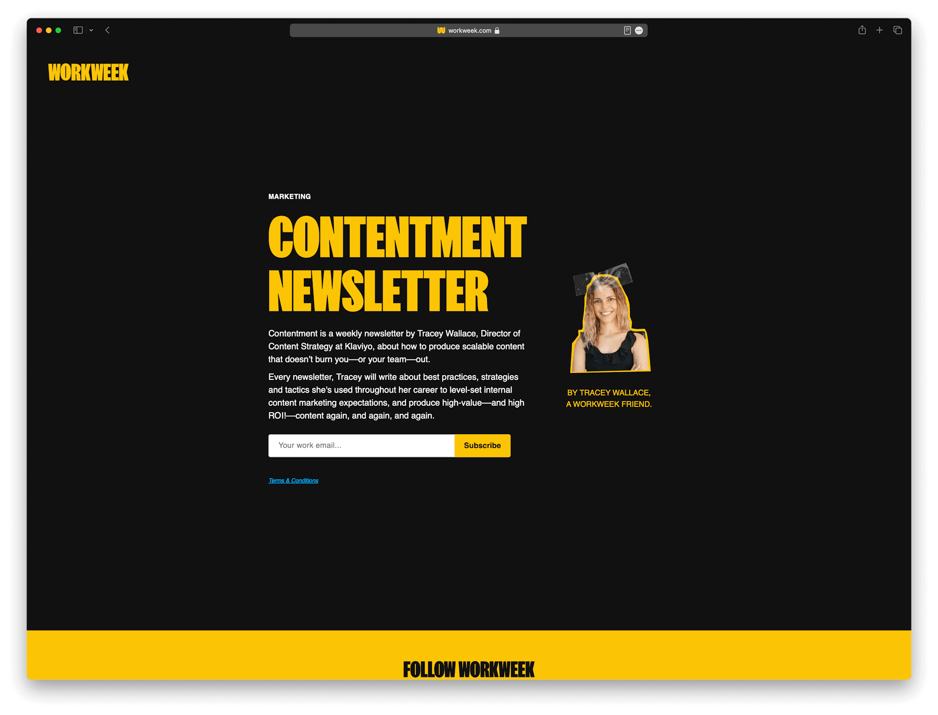 Screenshot example of contentment newsletter