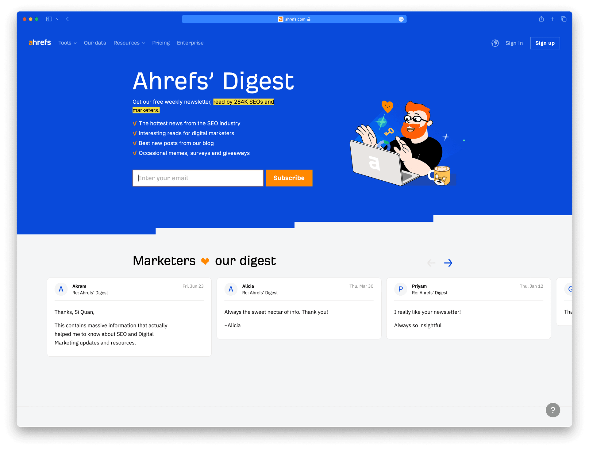 Screenshot example of ahrefs-newsletter newsletter