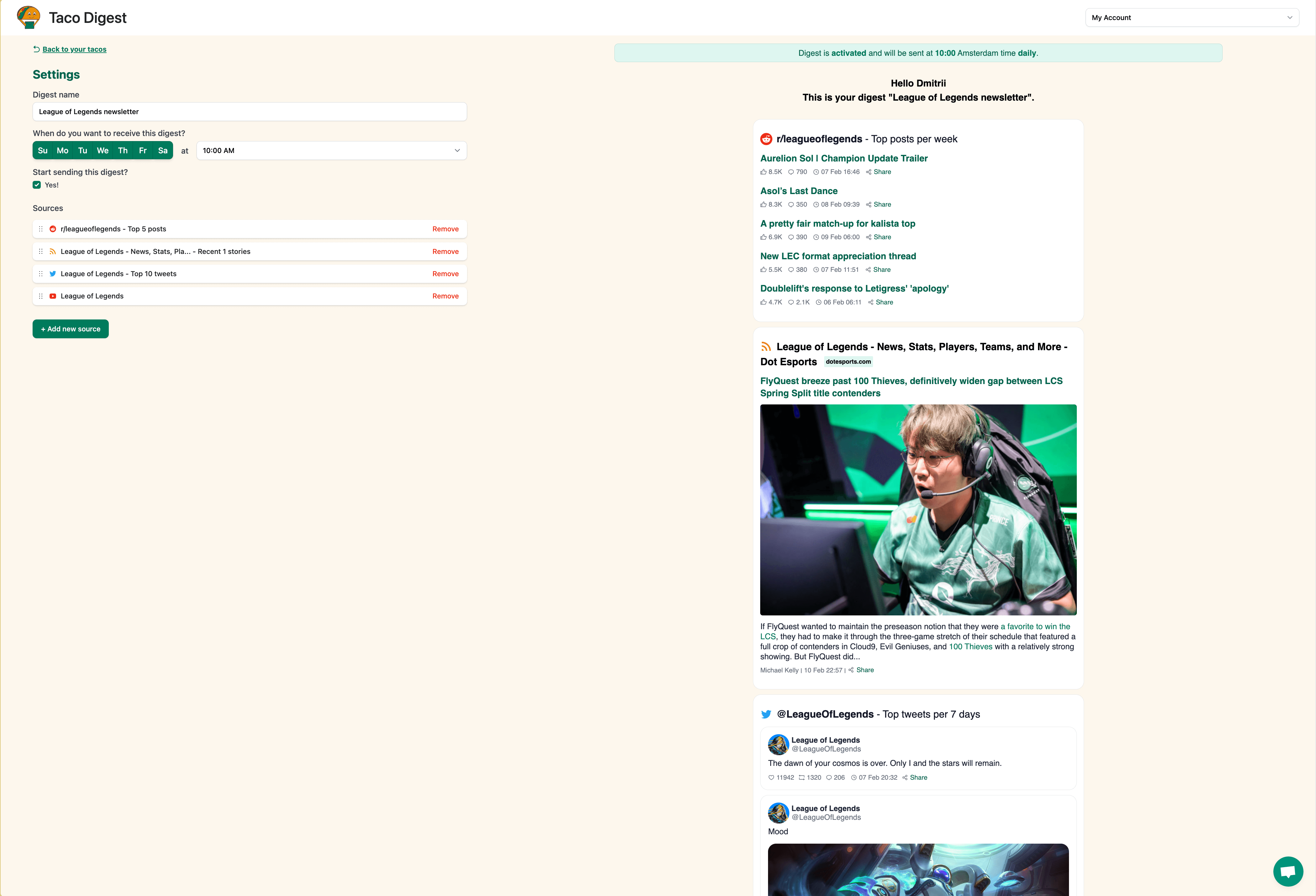 Screenshot example of League of Legends newsletter