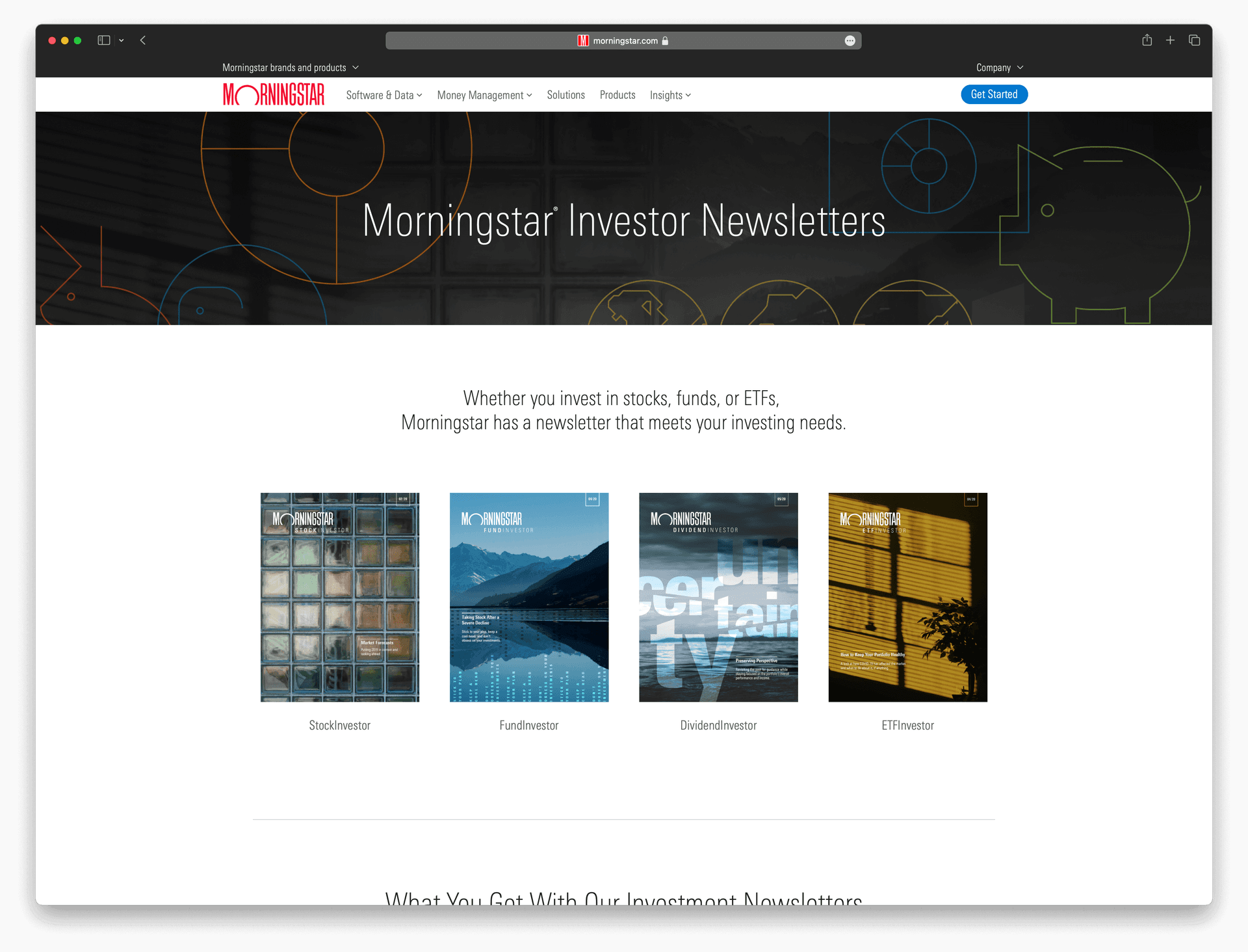 Screenshot example of morningstar newsletter