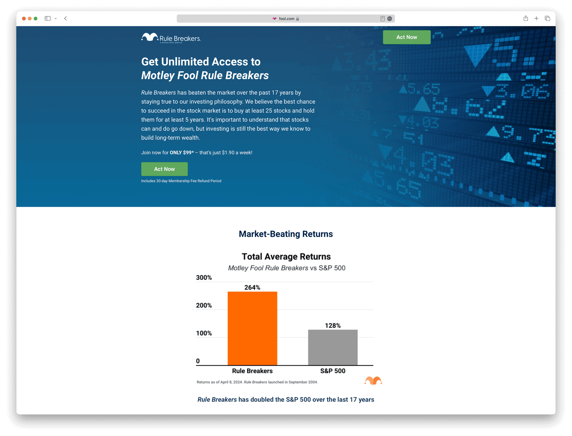 Screenshot example of the-motley-fool-rule-breakers newsletter