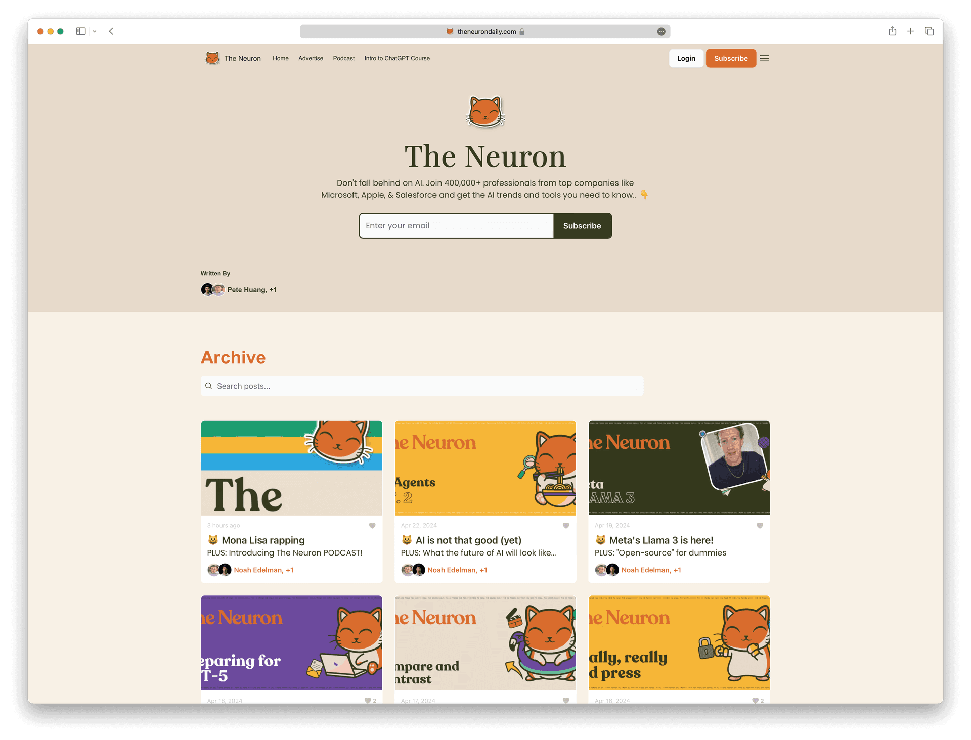 Screenshot example of the-neuron newsletter