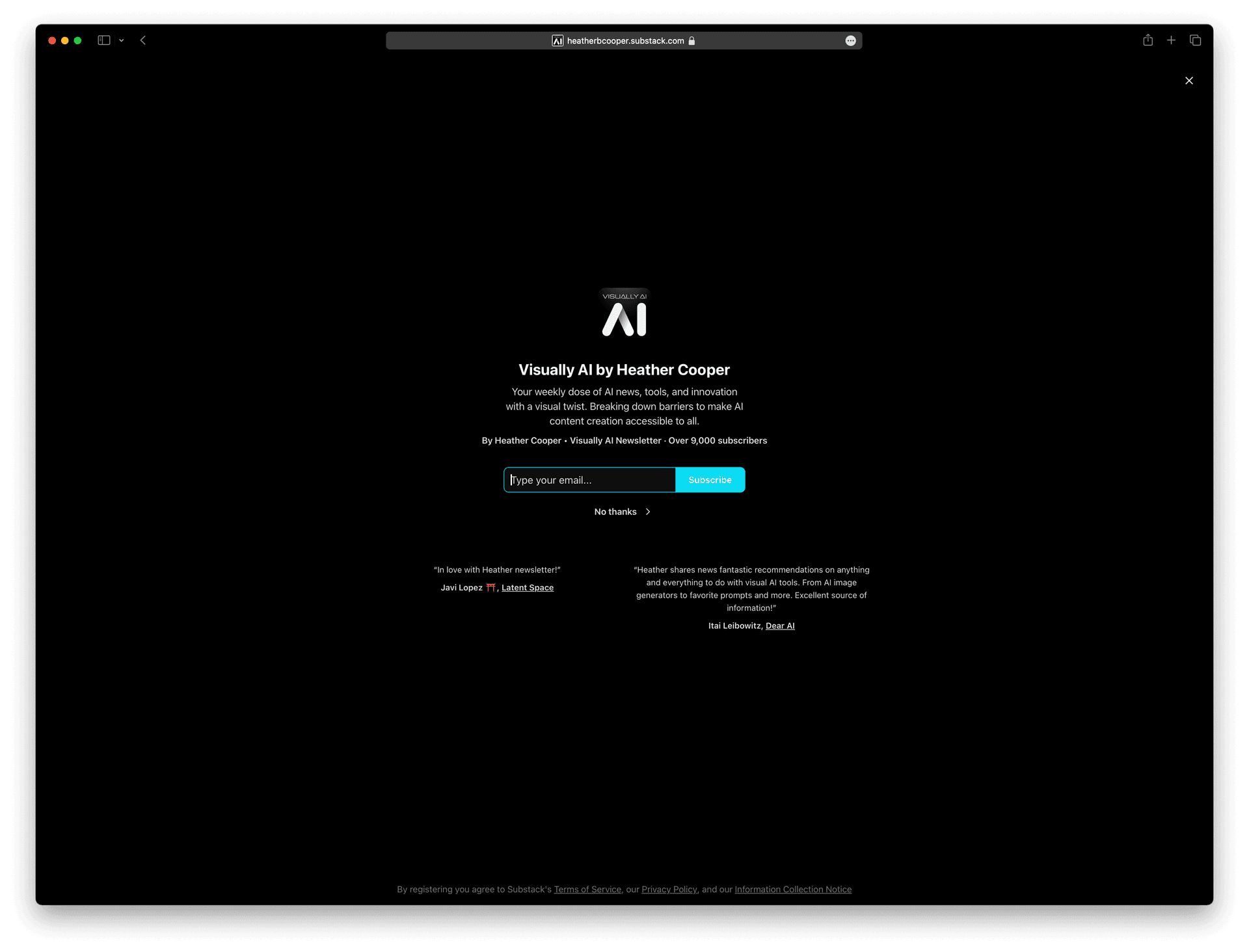 Screenshot example of visually-ai newsletter