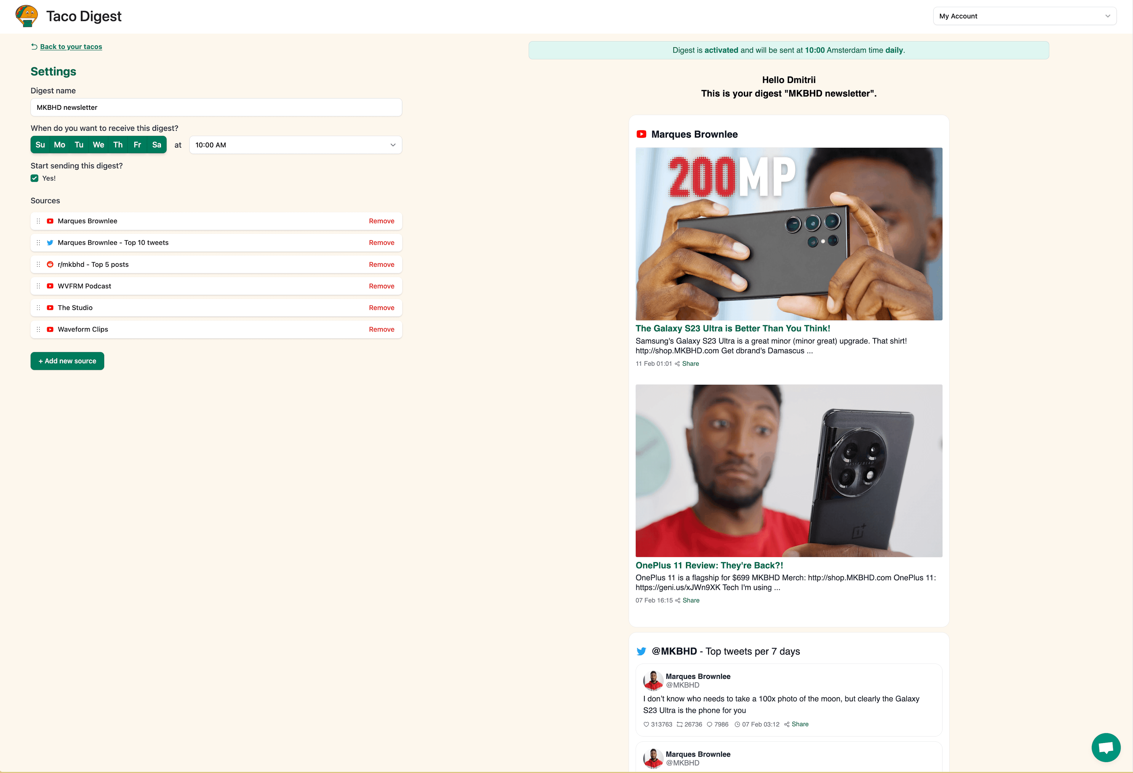 Screenshot example of MKBHD newsletter