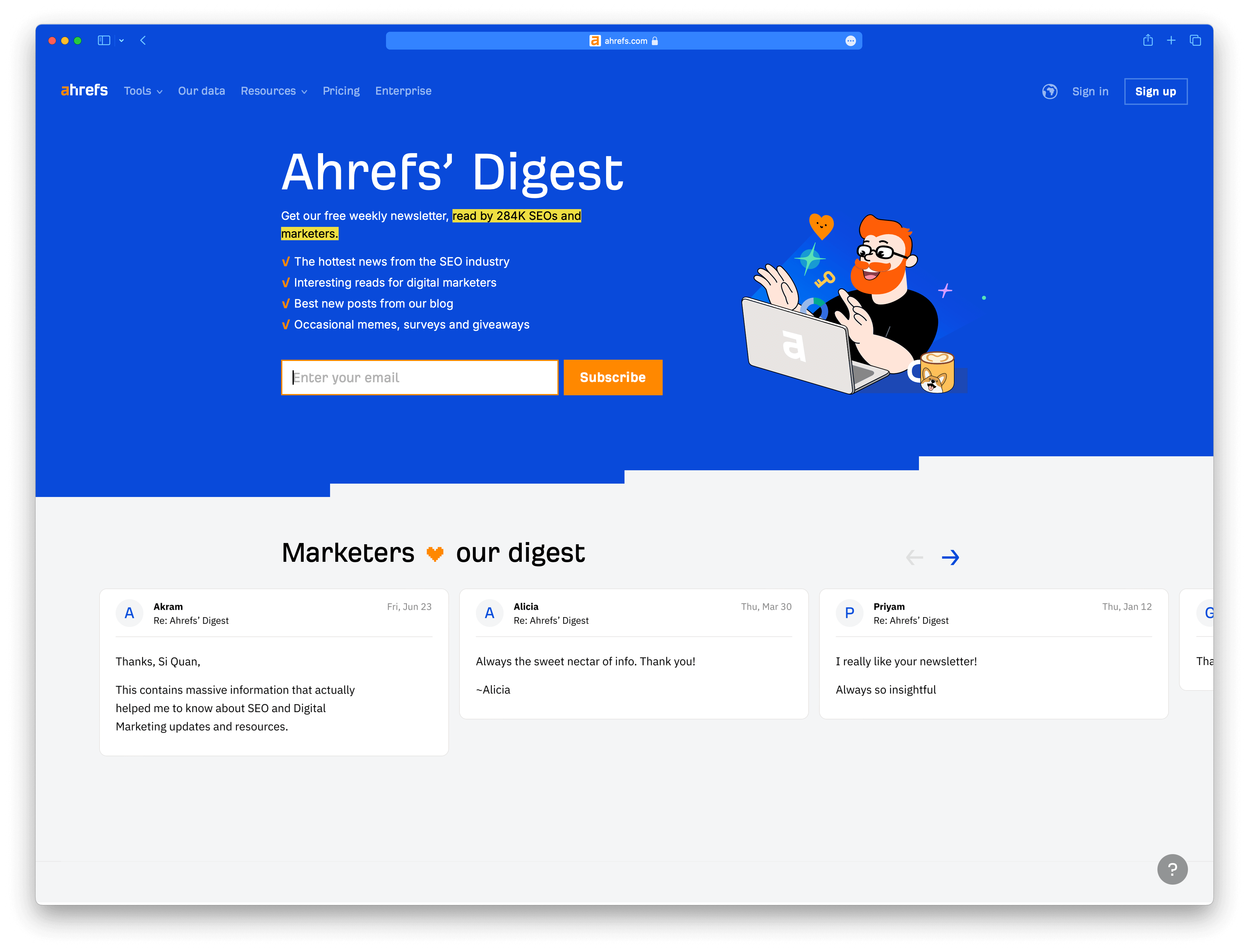 Screenshot example of ahrefs-newsletter newsletter