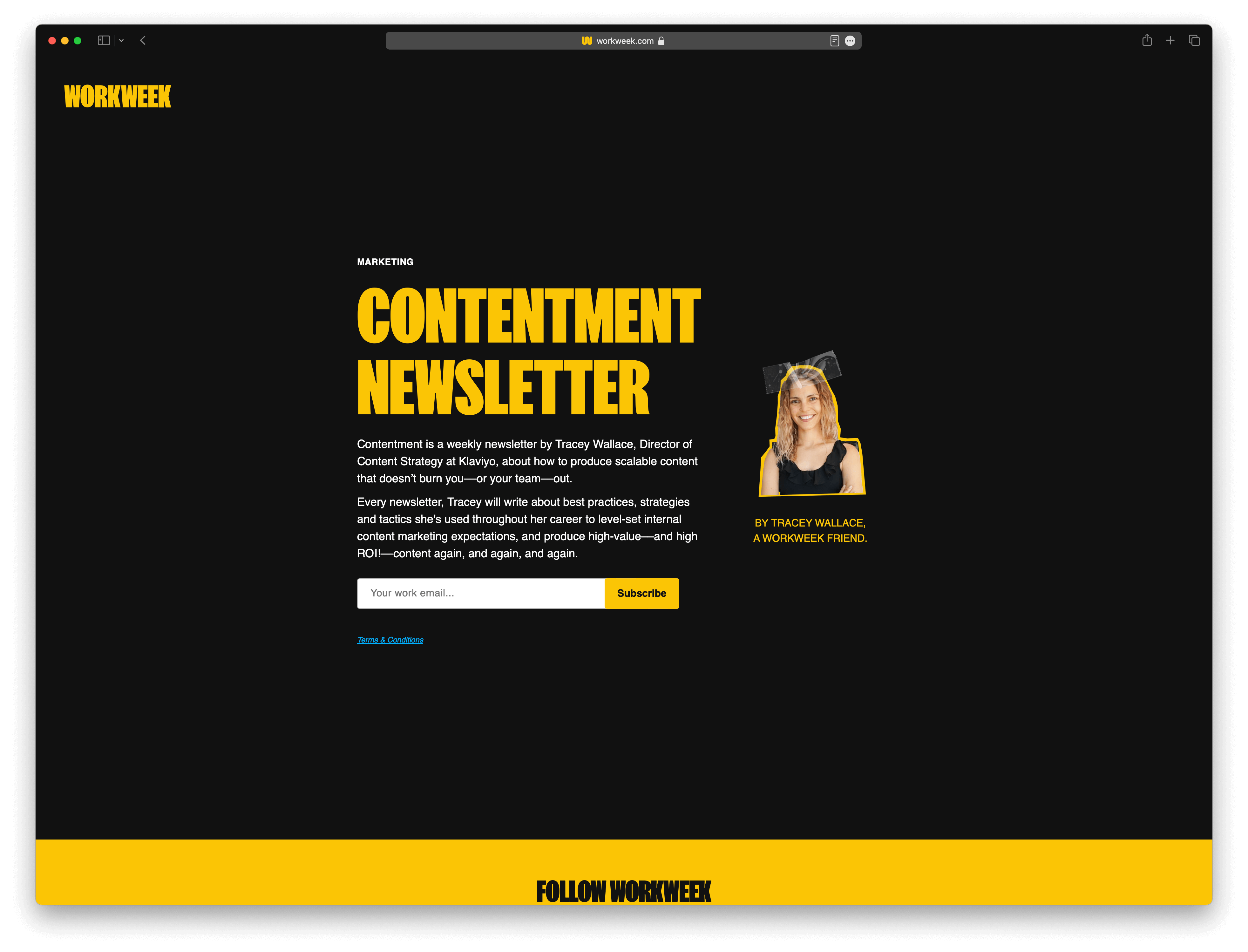 Screenshot example of contentment newsletter