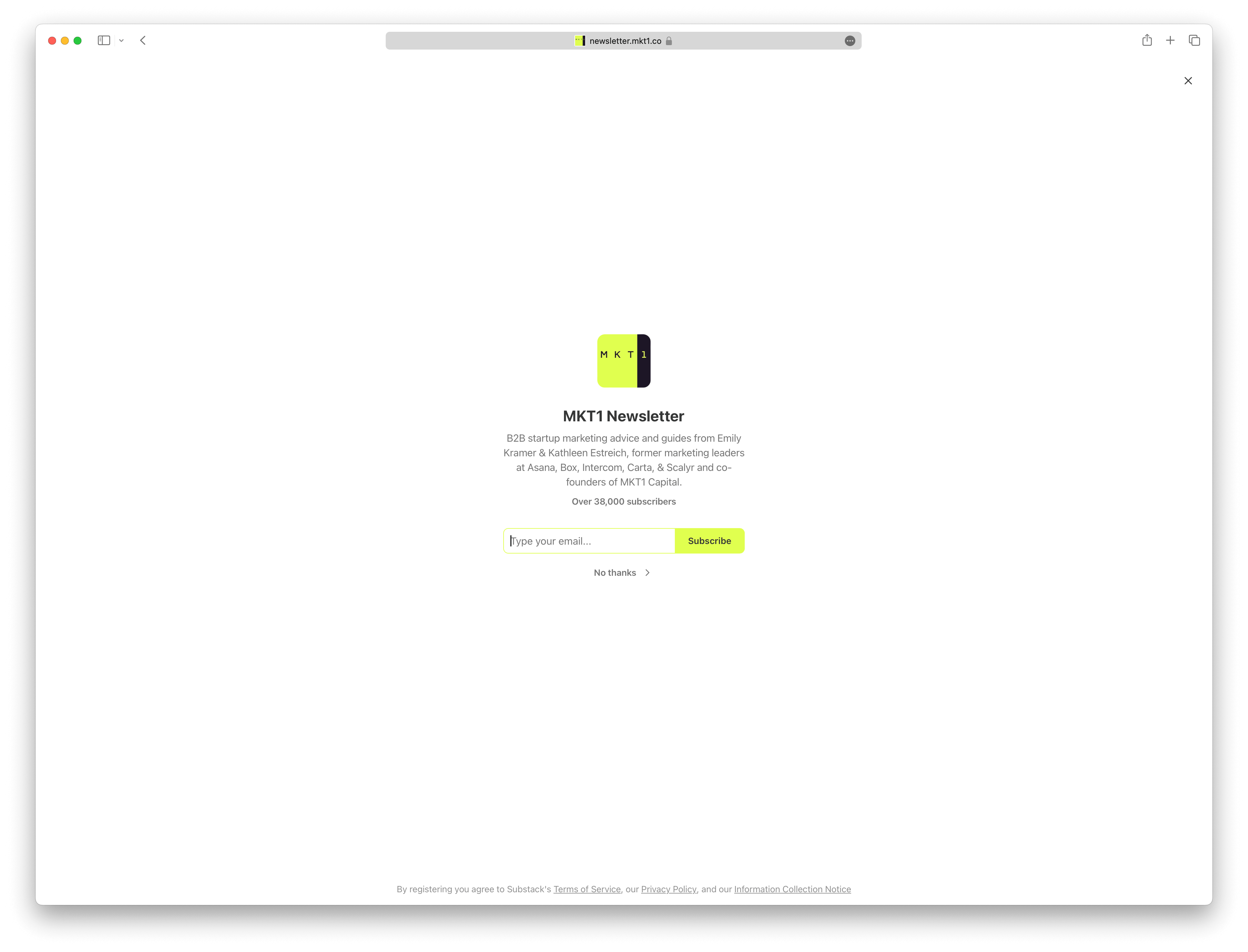 Screenshot example of mkt1-newsletter newsletter