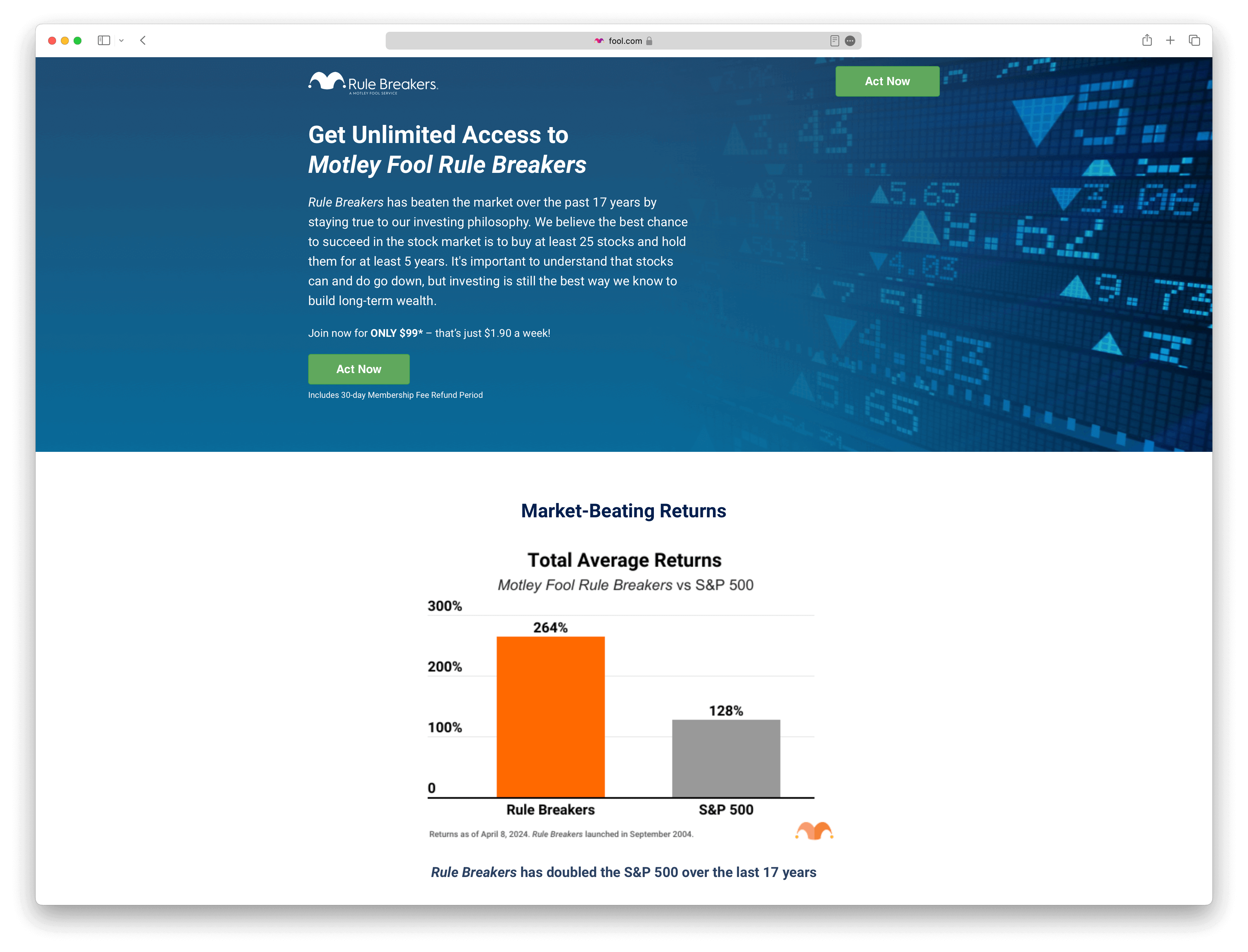 Screenshot example of the-motley-fool-rule-breakers newsletter