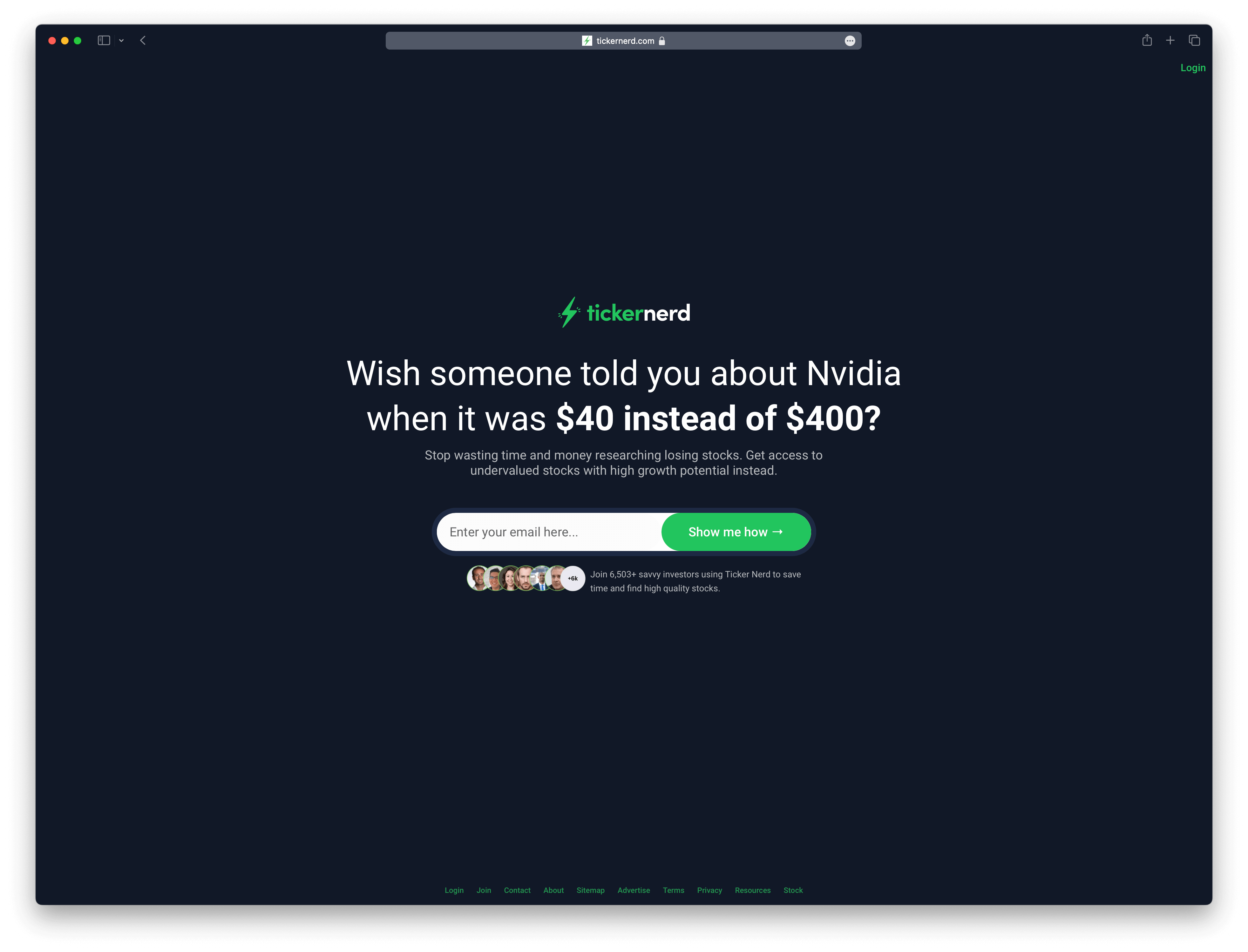 Screenshot example of ticker-nerd newsletter