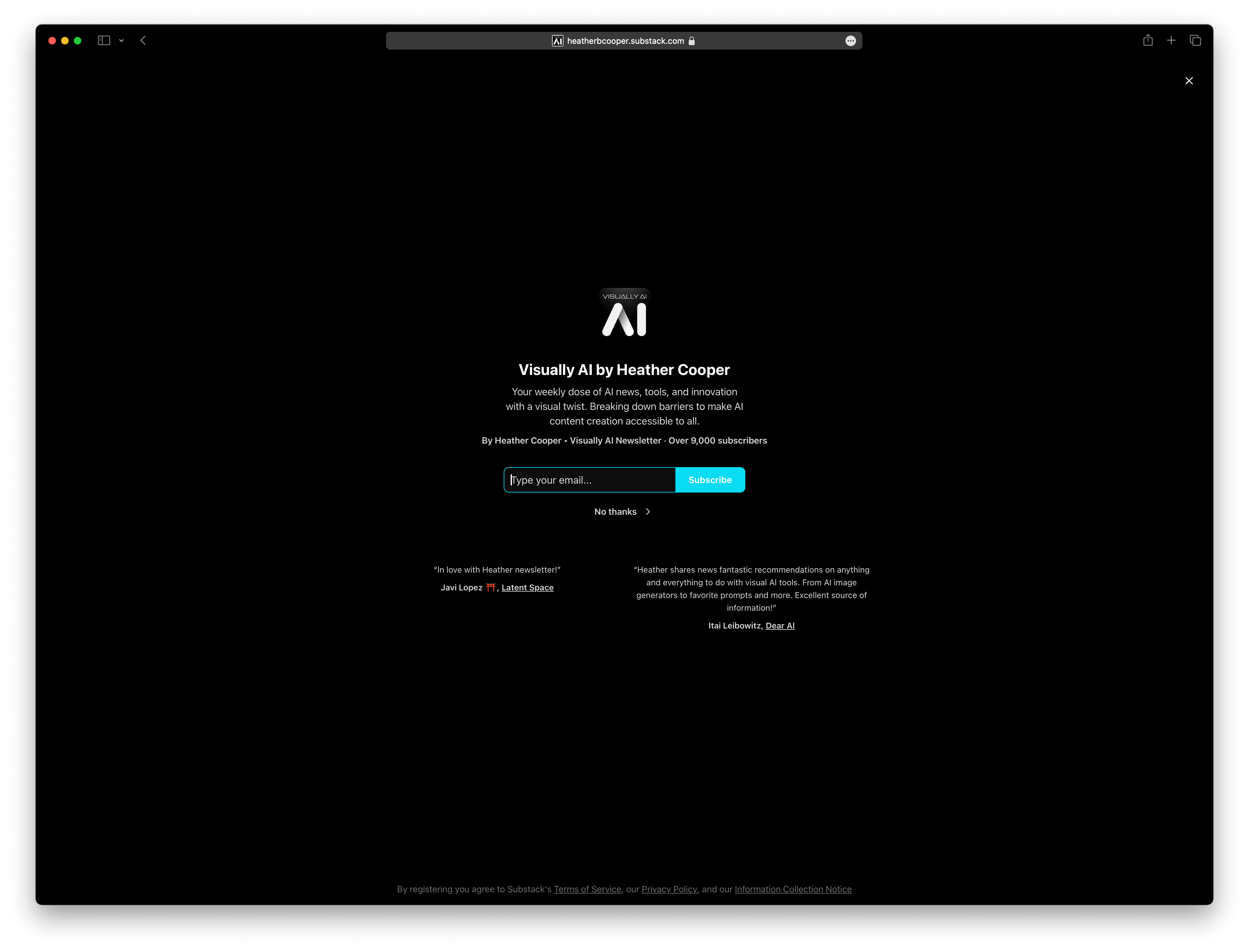 Screenshot example of visually-ai newsletter